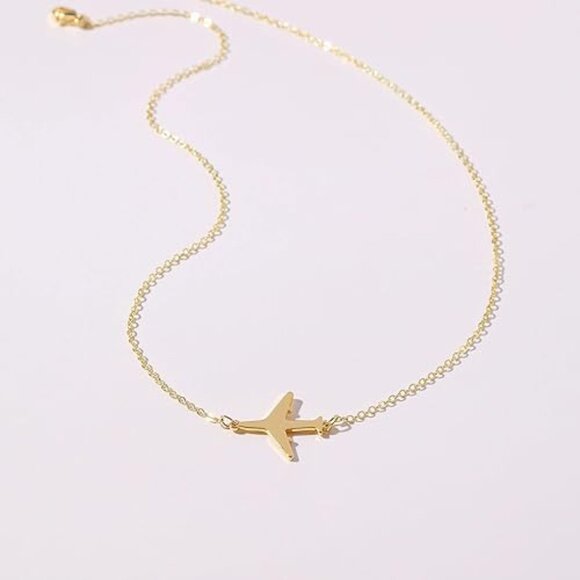 Neiman Marcus 14k Gold Plated Airplane Pendant Necklace - Picture 4 of 5